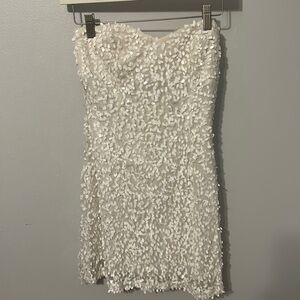 White sequenced adorable party mini dress- Trixxi